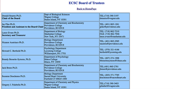 Eastern Colleges Science Conference First Website